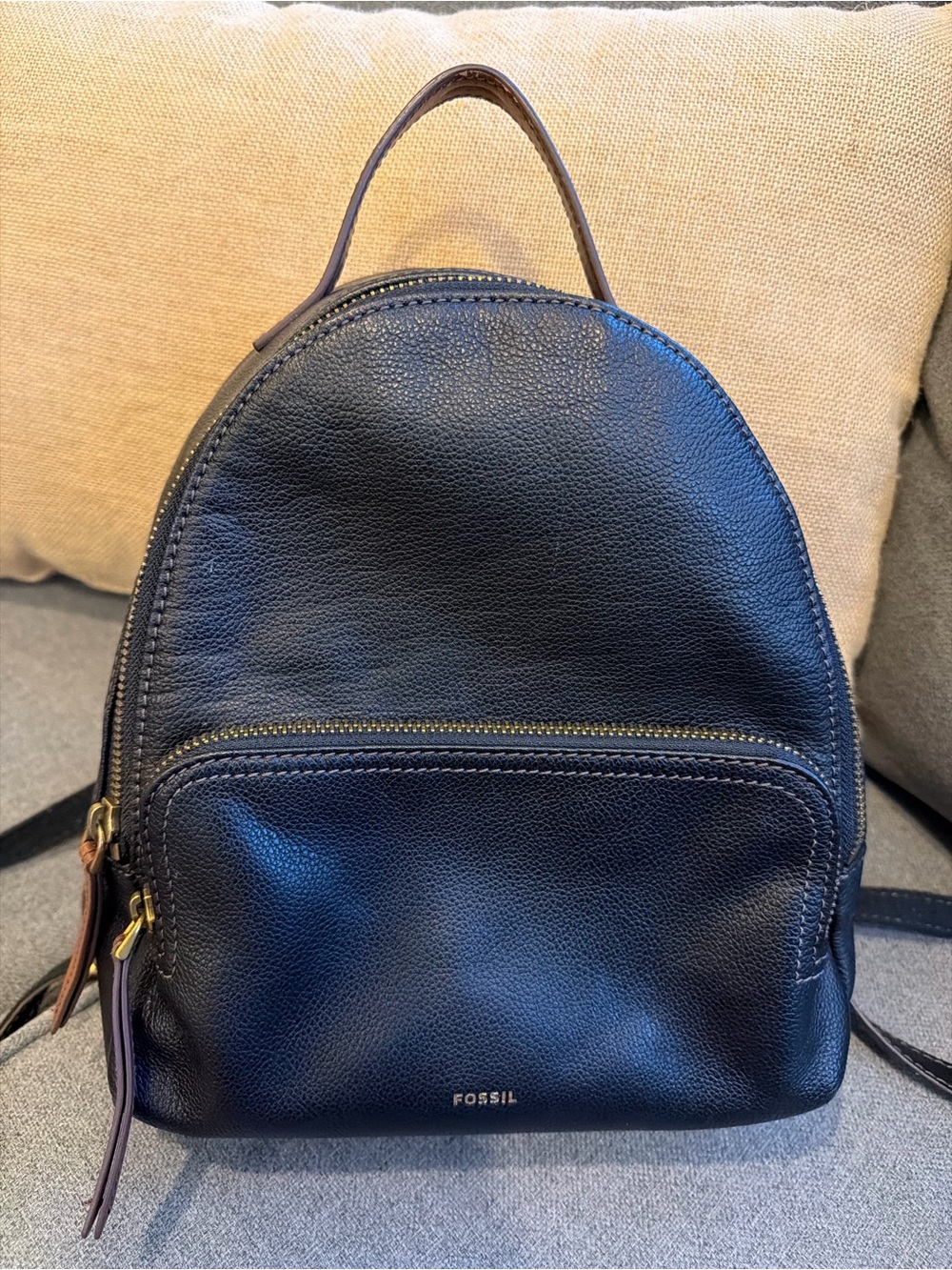 Fossil Felicity Color Block Leather Mini Backpack - Black & Brown - Excellent Co